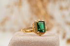 Emerald Cut Cluster Halo Engagement Ring - MinimalistJewels