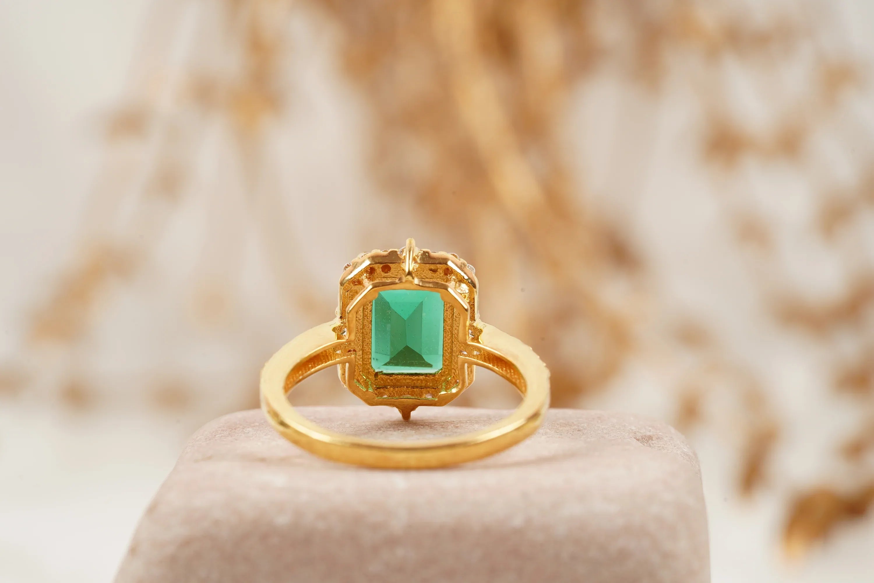 Emerald Cut Cluster Halo Engagement Ring - MinimalistJewels