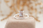 Emerald Cut Alexandrite And Fire Opal Engagement Ring - MinimalistJewels