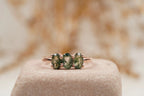 Oval Moss Agate Stacking Ring Three Stone Ring - MinimalistJewels