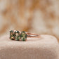 Oval Moss Agate Stacking Ring Three Stone Ring