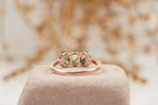 Oval Moss Agate Stacking Ring Three Stone Ring - MinimalistJewels
