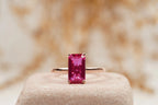 Baguette Ruby Dainty Engagement Ring 14K Rose Gold Ring - MinimalistJewels