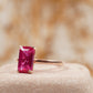 Baguette Ruby Dainty Engagement Ring 14K Rose Gold Ring