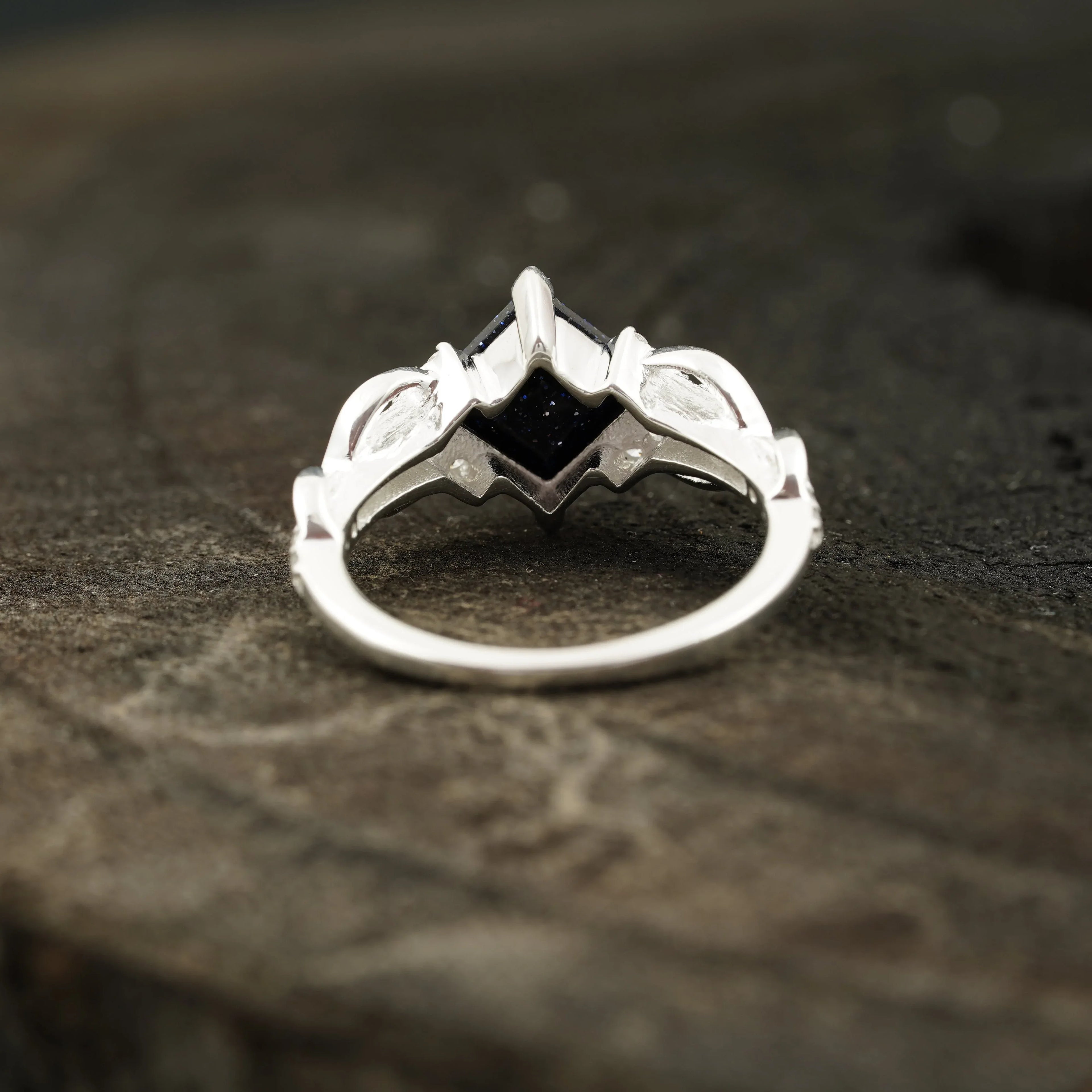 Princess Cut Blue Sandstone Engagement Ring - MinimalistJewels