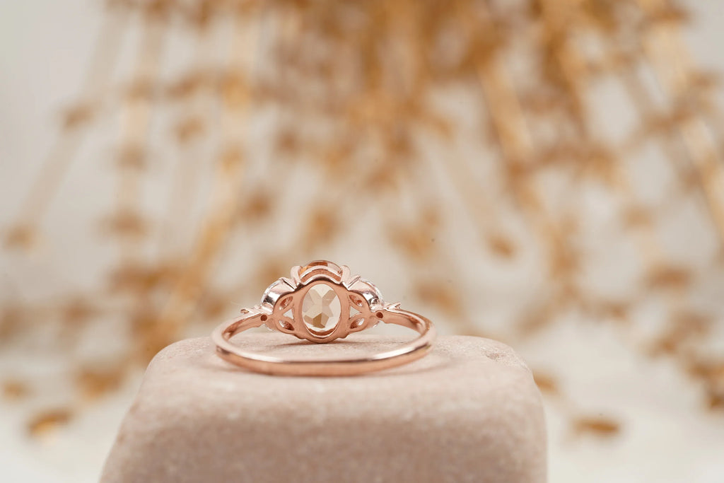 Pink Morganite Engagement Oval Morganite Ring - MinimalistJewels