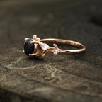 Blue Sandstone Leaf Design Engagement Rings - MinimalistJewels