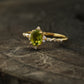 Oval Cut Cluster Halo Diamond Peridot Engagement Ring