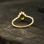 Oval Cut Cluster Halo Diamond Peridot Engagement Ring - MinimalistJewels