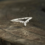 Marquise Diamond Wedding Band Sterling Silver - MinimalistJewels
