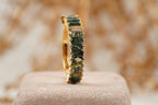 Baguette Cut Moss Agate Stone Wedding Band - MinimalistJewels