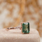 Natural Green Amethyst Prestolite Engagement Ring