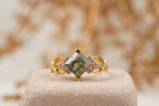 Princess cut Moss Agate engagement ring - MinimalistJewels