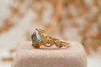 Princess cut Moss Agate engagement ring - MinimalistJewels
