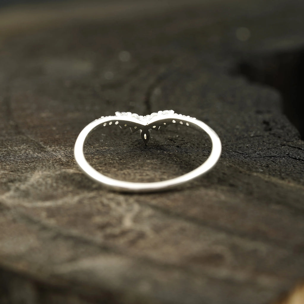 Marquise Diamond Wedding Band Sterling Silver - MinimalistJewels