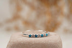 London Blue Topaz And Diamond Wedding Band 925 Sterling Silver - MinimalistJewels