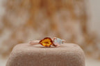 Pear Citrine Gemstone Three Stone Opal Cluster Wedding Ring - MinimalistJewels