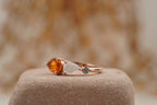 Pear Citrine Gemstone Three Stone Opal Cluster Wedding Ring - MinimalistJewels