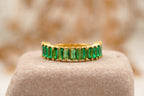 Baguette Cut Emerald Half Eternity Art Deco Wedding Band - MinimalistJewels