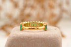Baguette Cut Emerald Half Eternity Art Deco Wedding Band - MinimalistJewels
