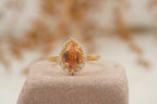 Pear Cut Morganite Halo Diamond Engagement Ring - MinimalistJewels