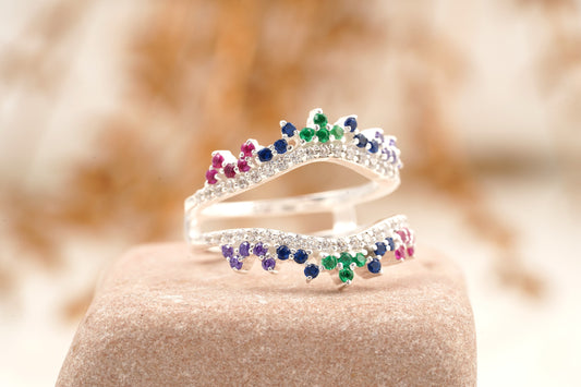 Multi Stone Wedding Band | Sapphire Ruby Emerald Multi Stone Ring