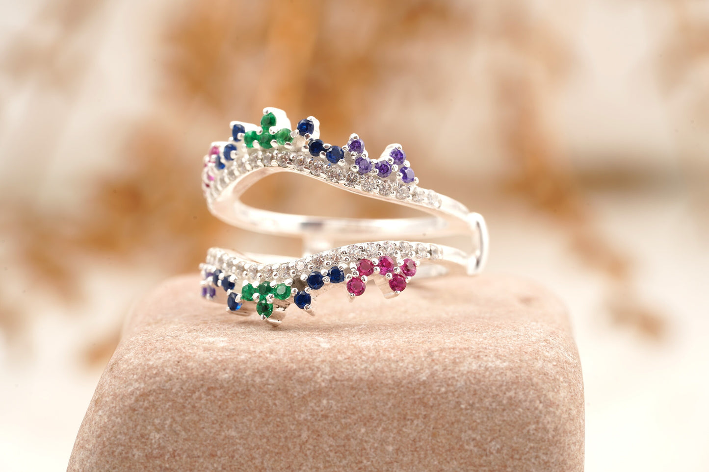 Multi Stone Wedding Band | Sapphire Ruby Emerald Multi Stone Ring