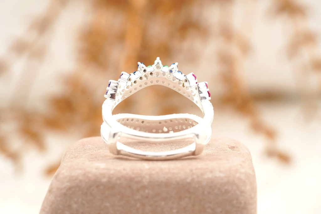 Multi Stone Wedding Band | Sapphire Ruby Emerald Multi Stone Ring - MinimalistJewels