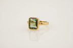 Peridot Ring Emerald Cut Solid Gold Ring For Women - MinimalistJewels