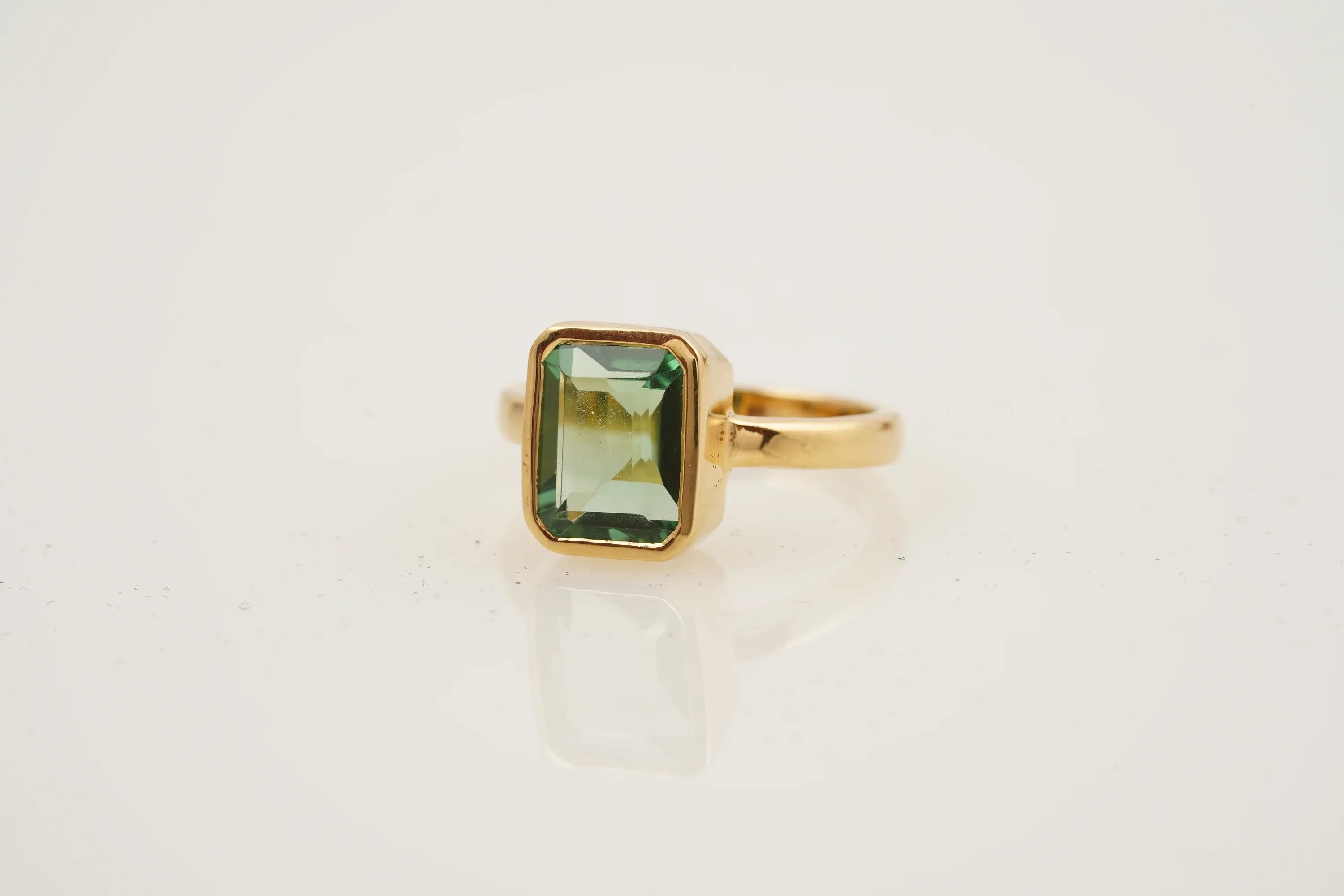 Peridot Ring Emerald Cut Solid Gold Ring For Women - MinimalistJewels