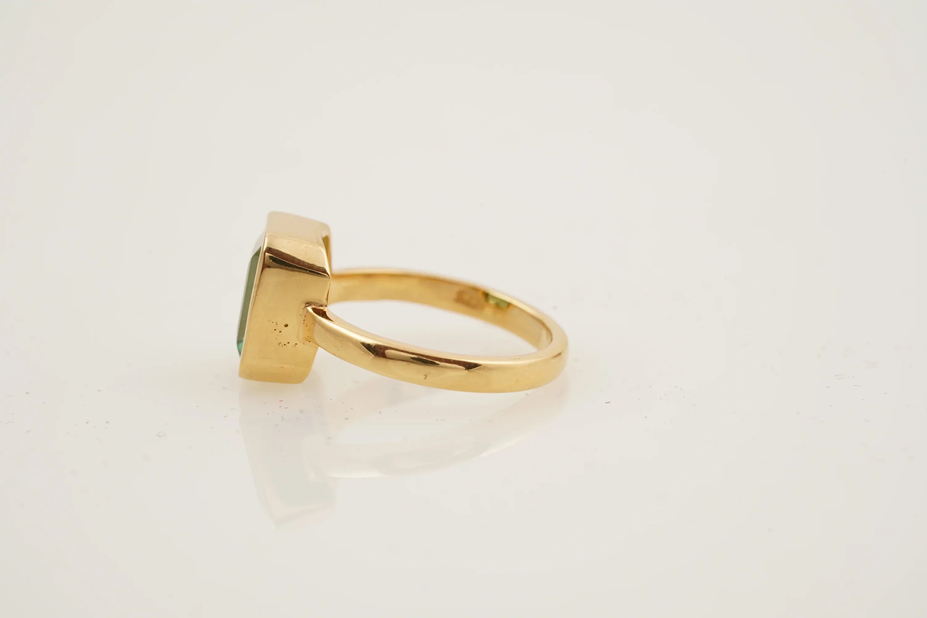 Peridot Ring Emerald Cut Solid Gold Ring For Women - MinimalistJewels