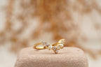 Curved Pearl Wedding Band Solid Gold Ring Pearl band ring - MinimalistJewels