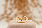 Curved Pearl Wedding Band Solid Gold Ring Pearl band ring - MinimalistJewels