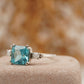 Unique Cushion Cut Aquamarine And Pearl Engagement Ring