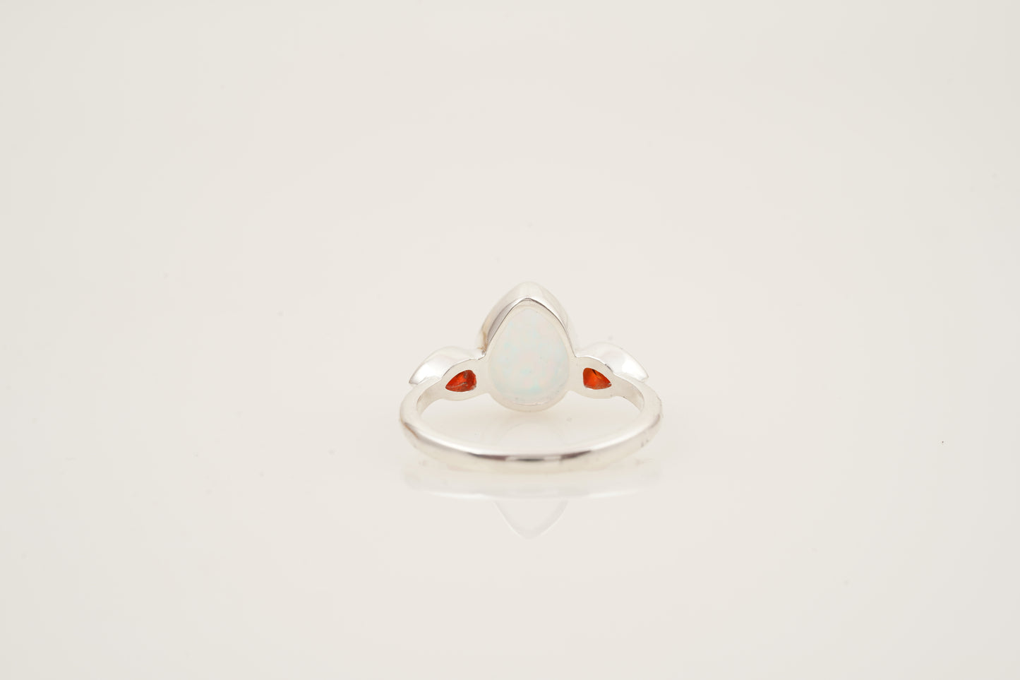 Pear Cut Fire Opal Engagement Ring Bezel Set Ring