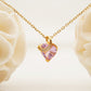 Pink Sapphire Heart Shaped Dainty Necklace With Gold Chain