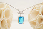 Emerald Aquamarine Necklace Marquise Diamond Pendant With Gold Chain - MinimalistJewels
