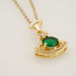 Round Emerald Necklace With Gold Chain May Birthstone