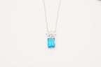 Emerald Aquamarine Necklace Marquise Diamond Pendant With Gold Chain - MinimalistJewels