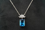 Emerald Aquamarine Necklace Marquise Diamond Pendant With Gold Chain - MinimalistJewels