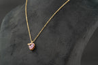 Pink Sapphire Heart Shaped Dainty Necklace With Gold Chain - MinimalistJewels