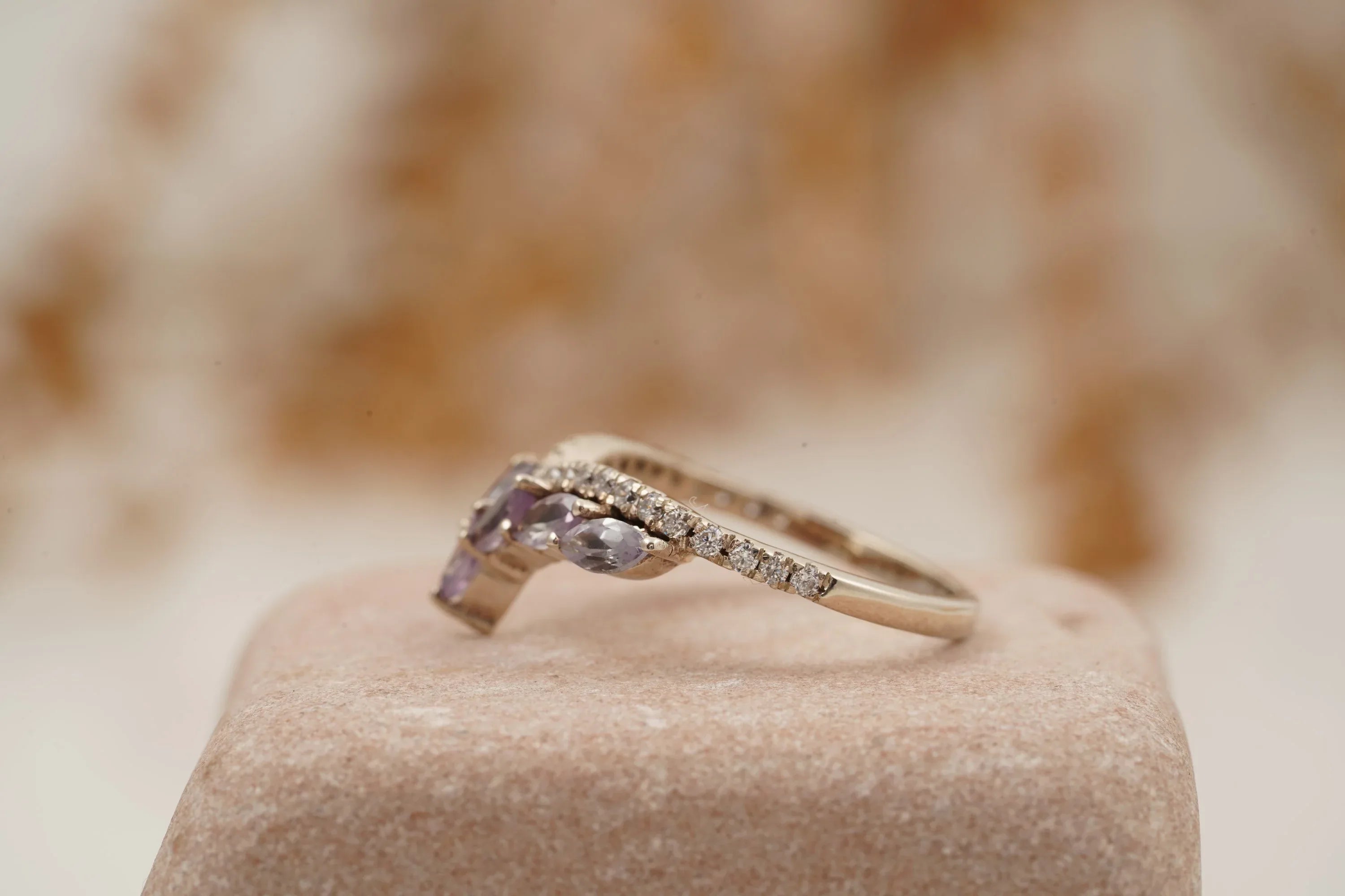 Marquise Cut Alexandrite Gemstone Wedding Band - MinimalistJewels