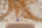 Round Cut Alexandrite 18k White Gold Dainty Engagement Ring - MinimalistJewels