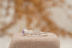 Round Cut Alexandrite 18k White Gold Dainty Engagement Ring - MinimalistJewels