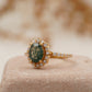 Oval Moss Agate Halo Diamond Engagement Ring 14K Yellow Gold