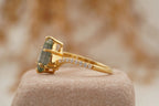 Kite Moss Agate Halo Diamond Engagement Ring - MinimalistJewels