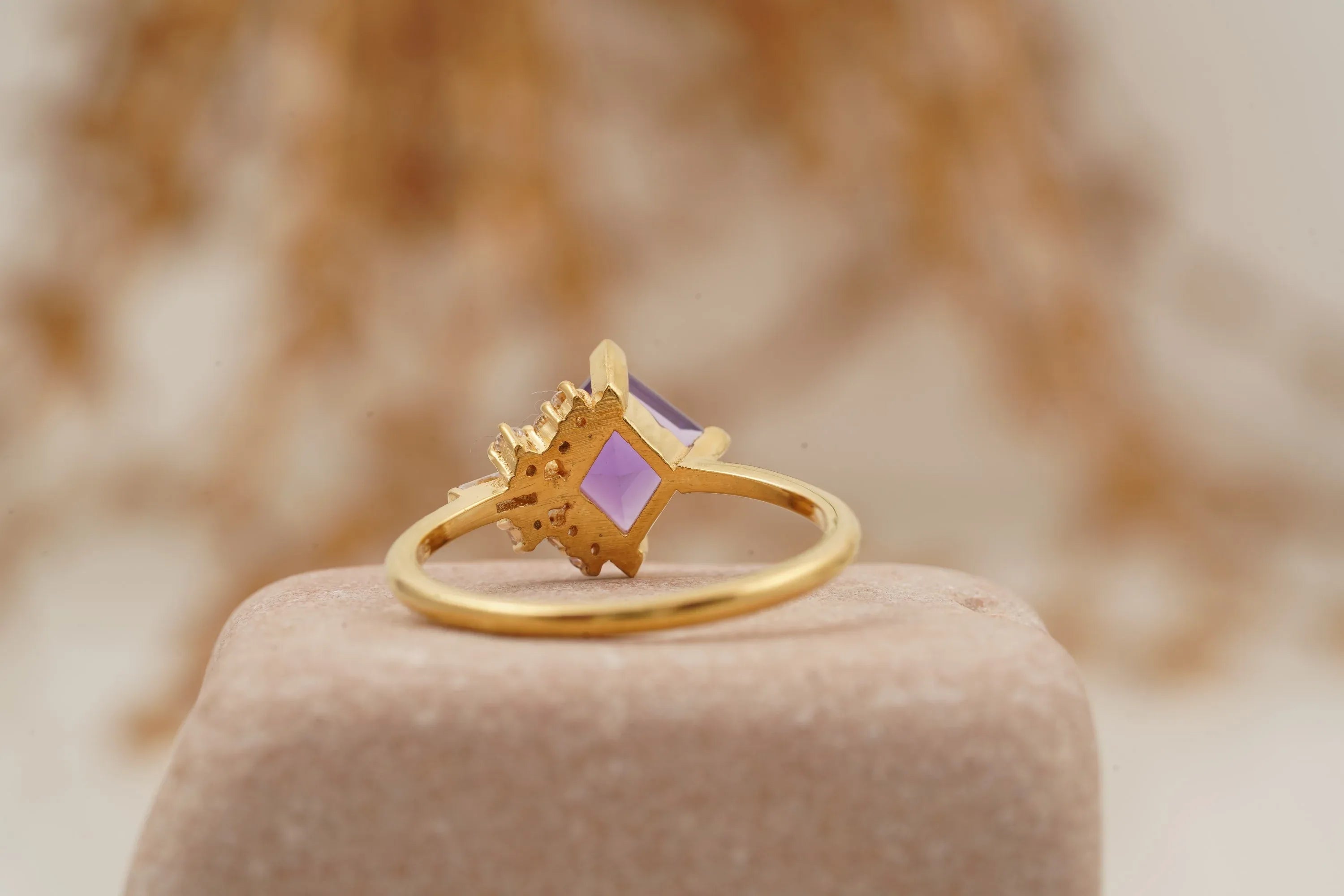 Princess Cut Amethyst Cluster Engagement Ring - MinimalistJewels