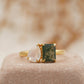 Double Stone Moss Agate And Moonstone Toi Et Moi Engagement Ring