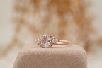1.5ct Oval Cut Moissanite Cluster Rose Gold Engagement Ring - MinimalistJewels
