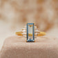 Antique Aquamarine and Moissanite Engagement Ring 14K Solid Gold